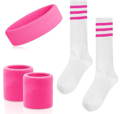 Flintronic 3 Pieces Bracelet de Sport et Bracelets Chaussettes, Bandeaux et Bracelets, Chaussettes rayé élastiques Douces, pour Homme Femme Sport Course Cyclisme Fête Costumée Carnaval