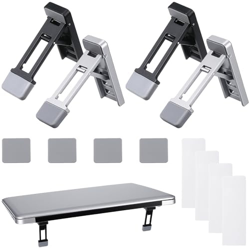 Hpmjz 4 Pcs Portable Keyboard Riser Tilt Angle Adjustable Foldable Invisible Laptop Riser Mini Laptop Stand Computer Keyboard Lift Self-Adhesive Keyboards Risers Feet for Laptops Most Keyboards