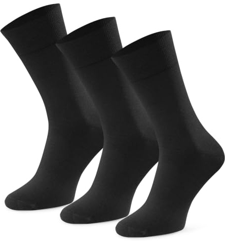 STEVEN Lot de 3 Paires Chaussettes Homme en Coton, Chaussettes de Ville Habillées Mi-Mollet Sans Couture, Respirantes et Douces, Costume Bureau Travail, Pointures 39–47