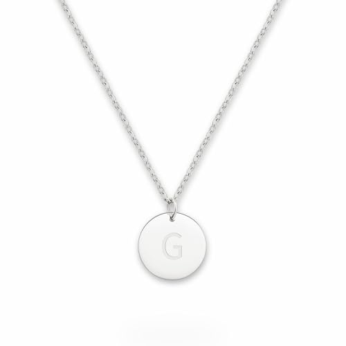 GOOD.designs ® Halsband med bokstäver i silver, initialer halsband av rostfritt stål, 45 + 5 cm, Rostfritt stål (G)