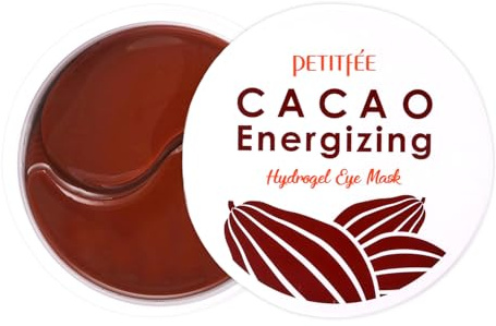 PETITFEE Kakaoaugen-Patches, feuchtigkeitsspendend und pflegend, reduziert Augenringe und Puffiness, ideal für empfindliche Haut, 60 Stück (30 Paar)