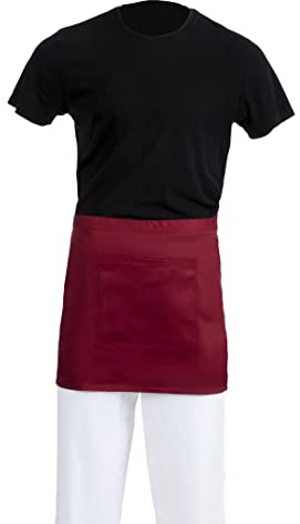 Whites Chefs Clothing BB177 Polycotton Short Bistro Apron, 373mm x 750mm, Burgundy