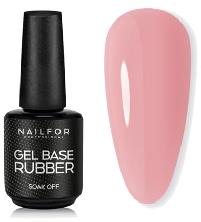 NAILFOR Base Rubber Nude Light 15 ml – basgel halvpermanent nagellack, färg mjölkaktigt, stärkande, stark vidhäftning, gelnagellack