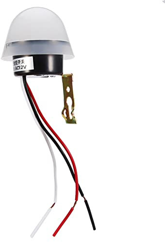 BORDSTRACT Interruttore Del Sensore Crepuscolare, DC/AC 10a 12V/220V Fotocellula Interruttore Luce crepuscolare all'alba, Sensore Luce Notturna Interruttore crepuscolare per casa, Garage(12V)