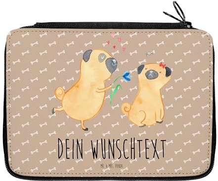 Mr. & Mrs. Panda PersonalisierteS Federmäppchen Mops Verliebt - Personalisierte Geschenke, Federtasche personalisiert, Pure Liebe, Partner, Knuffig, Federmappe, Hund, Mäppchen, Sprüche