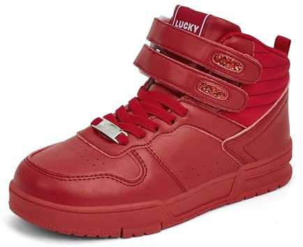 LUCKY STEP Women High Top Fashion Sneakers Ankle Boots,Red,8.5