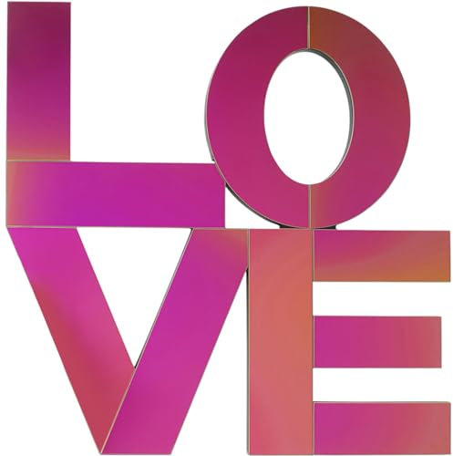 Kare Design Wandobjekt Love Letters, Pink, für Horizontale Wandmontage, Verspiegeltes Glas, Deko Objekt fürs Wohnzimmer und Schlafzimmer, Modernes Design, 90x90x2 cm (H/B/T)