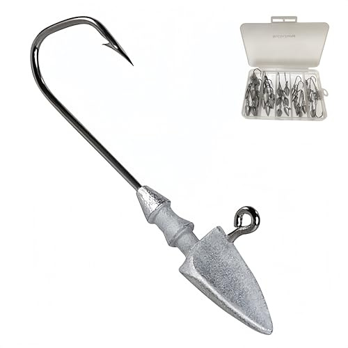 RuiJiaXiang jig heads fishing hooks kit soft bait hooks 3.5g 5g 7g 10g 14g Include Plastic Fishing tackle box Fishing for Freshwater Saltwater (3.5g -14g 30pcs)