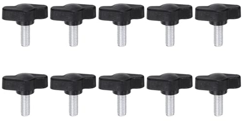 QUARKZMAN 10 Pezzi Manopole Aletta T Viti Testa Zigrinata M6 x 16mm Filettatura Maschio 27mm Testa in Plastica Manopole a T Manici Regolabili Manopole Serraggio Vite a Testa Zigrinata, Nero