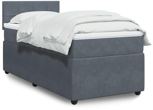 qohoio Boxspringbett mit Matratze Dunkelgrau 80x200 cm Bett Boxspringbett Bett Mit Matratze Schlafzimmer MöBel Polsterbett Samt - 3287591