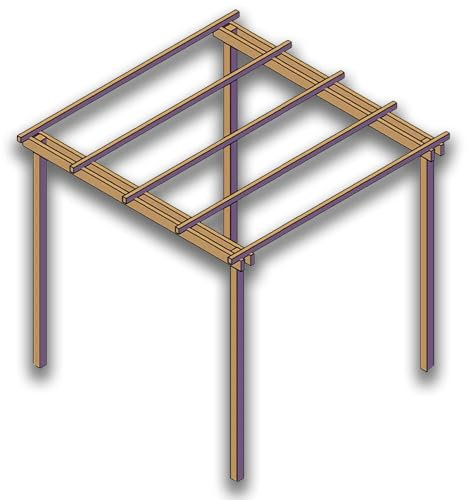Pergola in Legno da Giardino Slim, da 240x240 cm, in Legno Impregnato Classe IV, Personalizzabile