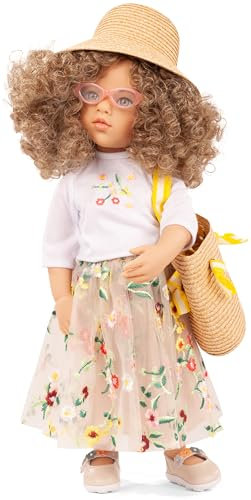 Götz 2566602 Happy Kidz Mara Puppe - 50 cm große Multigelenk-Stehpuppe, dunkelblonde gelockte Haare, Oliv-grüne Augen - 9-teiliges Set