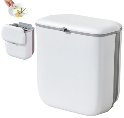 Gabinete de Basura, contenedor de Compost de Cocina,Cocina de contenedor de Basura de 2.64 galones con Tapa - Cubo de desechos pequeños Plegables, Debajo del Recipiente del Fregadero para el Armario,