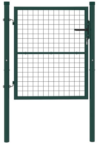 Outsunny Portillon de jardin en acier 97 x 150 cm portail de jardin avec serrure, clés et poignée, décoration en flèche, portillon de patio extérieur, vert