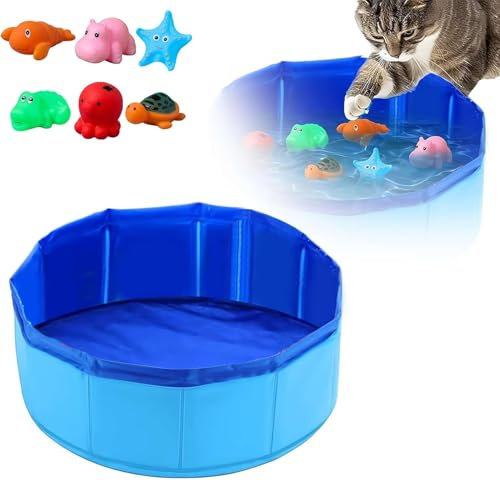 Giocattolo da piscina per gatti, con 6 giochi d'acqua per gatti, portatile, da interno, per gatti annoiati, giocattoli interattivi per gatti da interni, per giocare senza fine (B: 50 x 8 cm)