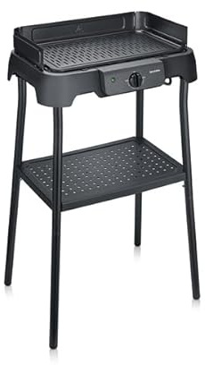Severin Parrilla Eléctrica de Mesa con Placa de Aluminio y Soporte, Negro PG 8596
