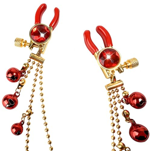 Morsetti per Capezzoli con Catena Pinze Capezzoli Regolabili Clip, Rosso