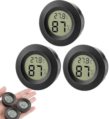 Digital Hygrometer Thermometer, Indoor Room Thermometer & Humidity Meter, Mini LCD Temperature Humidity Gauge Moisture Meter for Home Office Babyroom Greenhouse Humidor (Black)