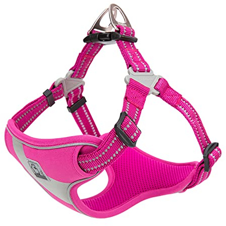 Dog Harness Safety Vest Step-in Style Reflective Adjustable Comfortable TLH5991(Fushcia,L)