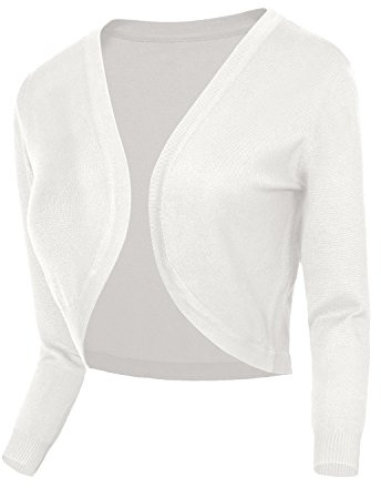 Urban GoCo Mujeres Chaqueta Corta Punto de Manga 3/4 Rebecas Escote en V Bolero Cárdigan
