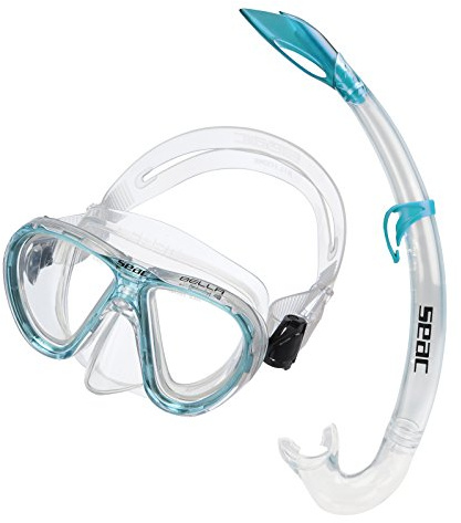 Seac Set Bella, Kit maschera e boccaglio snorkeling per bambini, trasparente/aquamarina