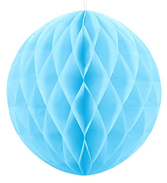 Sfera in carta a nido d'ape celeste 30cm