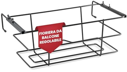 Galvanoplastica - Fioriera da Balcone [46 x 23 cm, GANCI LUNGHI massimo 27,5 cm] Vasi da appendere esterno, Balconiera da Ringhiera, Portavasi da balcone Regolabile High Resistance Antracite