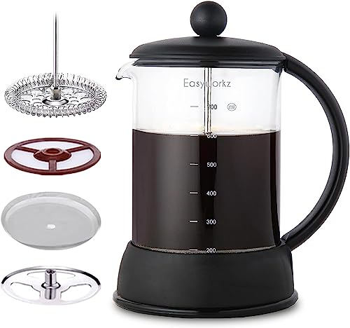 Easyworkz Français Press Cafetière avec verre borosilicate résistant à la chaleur, 800ml Machine à café expresso