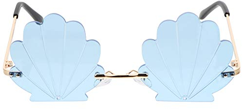 TOYANDONA 1Pc Mode Sonnenbrille Muschel Brille Randlose Welle Sonnenbrille für Kinder Erwachsene Party Brille (Blau)