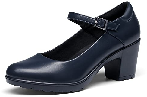 DREAM PAIRS Escarpins Femme Mary Jane Chaussures à Talon Haut Classiques Escarpin à Bout Rond Confortable,Size 36,Navy Blue,SDPU2231W-E