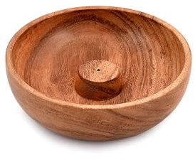 Samhita Acacia Wood Round Incense Stick Holder,Incense Burner, Ash Cather and Aromatherapy Ornament Home Décor (12.7cm x 12.7cm x 3.81cm)