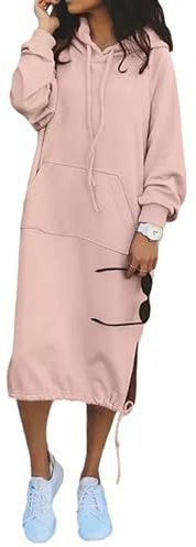 tinetill Abito in Felpa Abito con Cappuccio da Donna Abito Lungo in Felpa Oversize con Tasche con Cappuccio Abito in Felpa con Cappuccio in Cotone Maxi Abito con Cappuccio Abito Pullover