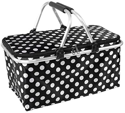 Eyccier Foldable Picnic Basket Cooler Bag Portable Foldable Oxford Cloth Large Capacity Camping Insulated Lunch Bag