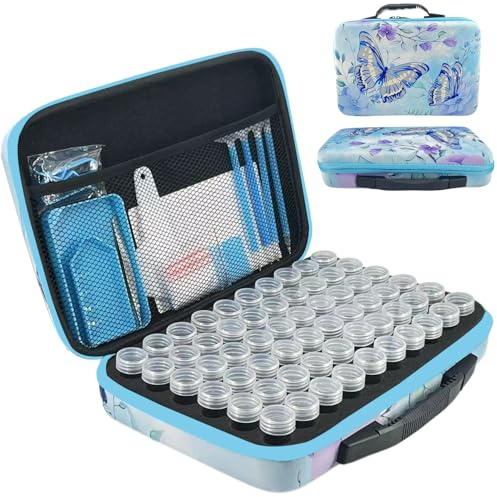 LIRUNQIU Diamond Painting Zubehör Boxen, 60 Stück Diamant Painting Aufbewahrungsbox Kits Werkzeug Set mit Stickers Tablett Stift