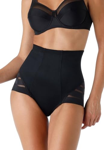 Lovable Guaina Modellante Vita Alta in Microfibra e Tulle | Contenimento Medio Effetto Pancia Piatta | Shapewear Invisibile | Fancy Shaping Donna, Nero, S