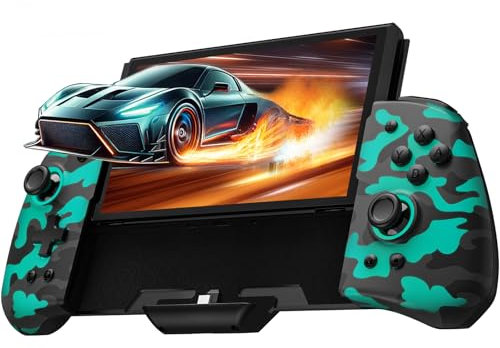 PALPOW Switch contrôleur à main, compatible Switch/OLED, Luminpad interrupteur ergonomique, contrôleur à main tout-en-un, RGB/Turbo/Mapped - Camouflage Noir