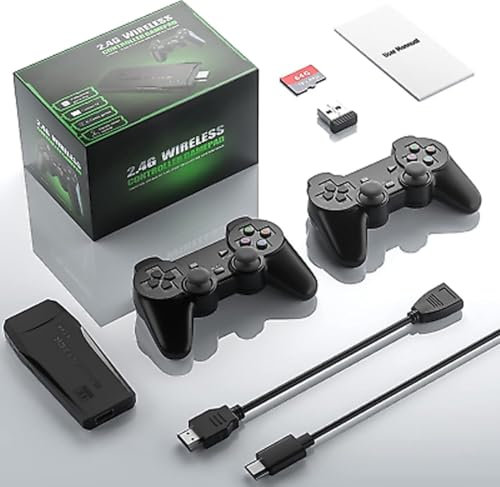 Consola Retro HDMI + 20.000 Juegos 15 Emuladores y 2 Mandos Inalámbricos - Videojuegos Clásicos - Tarjeta 64GB - Regalo Navidad - Videoconsola Arcade Pincho Stick TV Tele