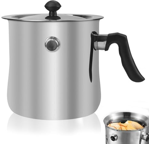 MeYuxg Milchtopf mit Deckel, 1.5 L Milchtopf Doppelwandig It Kunststoffgriff und Pfeife,Edelstahl Simmertopf Puddingtopf, Universell für Gasherde und Kochherde, Haferflocken, Polenta Zubereiten