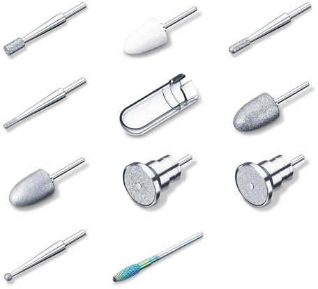 Beurer MP 100/ MP 200 Kit de rechange pour les appareils de manucure MP 100 et MP 200, 10 embouts de fraise à ongles en saphir, céramique et feutre, 30 embouts jetables, avec capuchon de protection