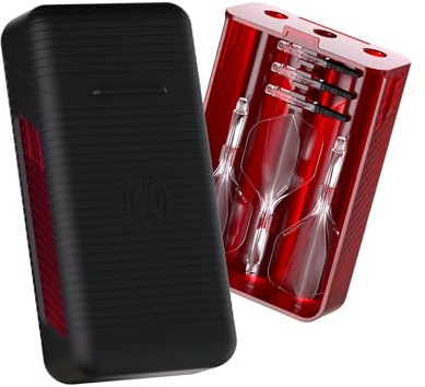 Harrows Vault Dart Case, Premium Rigid Plastic Darts Holder, Fits 3 Fully Assembled Darts, Spare Integrated Flight/Shaft Systems (Red/Black)