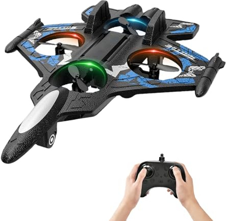 Kouamor 2.4GHz Remote Control Airplane for Kids, EPP Foam RC Plane with 2 Speed Modes & Auto-Hover, 10min Flight Time, 100m Range - Ideal Beginner Flying Toy with USB Charger for Boys & Girls (Blue)