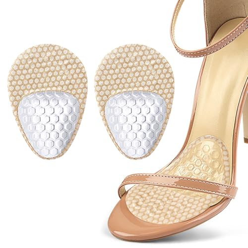 Fefod Almohadillas Plantares, 2 PCS Plantillas de Zapatos con Tacón Alto para Tecnología Gel Activ, Suave Cojín de Bola de Pie para Aliviar Antepié y Proteger Aliviar el Metatarso, Tono de Piel
