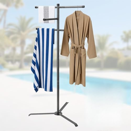 Pool Towel Rack Outdoor 60 Inch Height Outdoor Towel Rack for Pool Heavy-Duty Standing Towel Rack Rustproof & Slip-Resistant Towel Drying Rack Suitable for Indoor Use Towel Stand