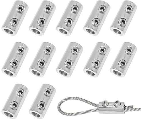 12 abrazaderas de hebilla de cuerda de alambre de acero, tornillos ajustables, herramientas de eslingas, herramientas de doble agujero, clip de metal, abrazadera de hebilla de cuerda de alambre de