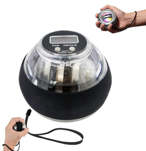 Pelota de Ejercicio para Muñeca GyroBall, Entrenador de Antebrazo Giroscópico con Autoinicio y 5 Niveles de Resistencia, Entrenador de Resistencia de Par para Brazo y Dedos, Luces LED Coloridas