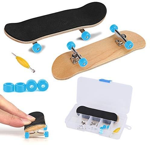 Tnfeeon Fingerboard Finger Skateboards, Mini diapasón, Patineta de Dedos Profesional Maple Wood DIY Assembly Skate Boarding Toy Juegos de Deportes Kids (Amarillo)