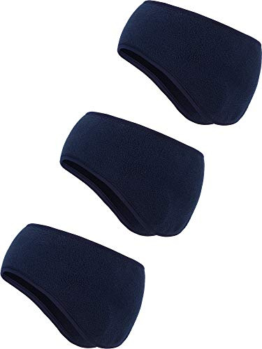 BBTO 3 Pcs Fleece Ear Warmers Muffs for Men Women Headband Ear Muffs Winter Covers for Cold Weather Running Cycling Ski(Navy)