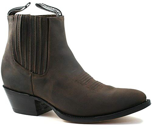 Grinders Maverick Stivaletti Unisex di Pelle Marrone Stile da Ballo Cowboy Occidentale 7
