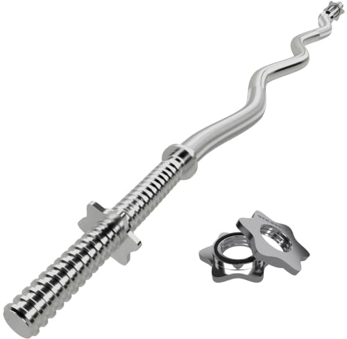 GYM MASTER EZ Curl Bar with Spinlock Collars, 1-Inch Standard