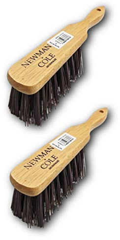 Newman and Cole Natural Wooden Hand Brushes - Choose from Hard Stiff Bristle Brush or Soft Brush with Natural or Synthetic Bristles - 2 x Hard Synthetic Bristle Hand Brush